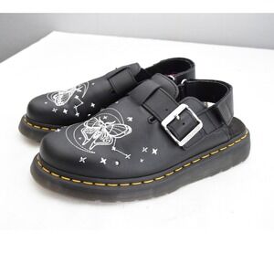 Dr Martens Jorge II Celestial Moth Embroidered Black Leather Mules Men 7 Women 8